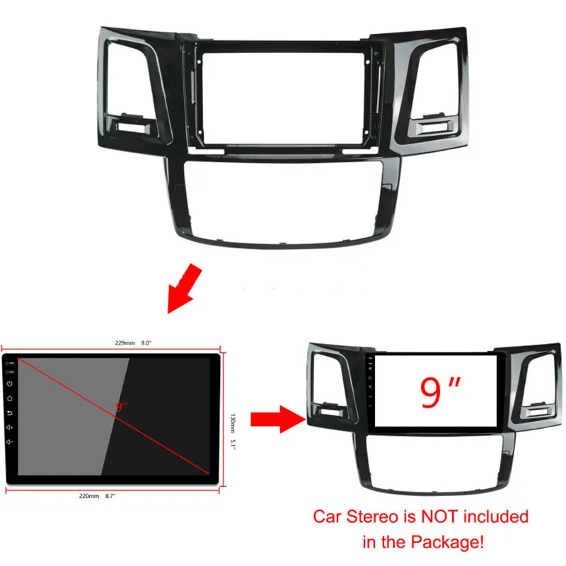 9-дюймовая Автомобильная облицовка для TOYOTA FORTUNER двойная Din Dvd панель приборной