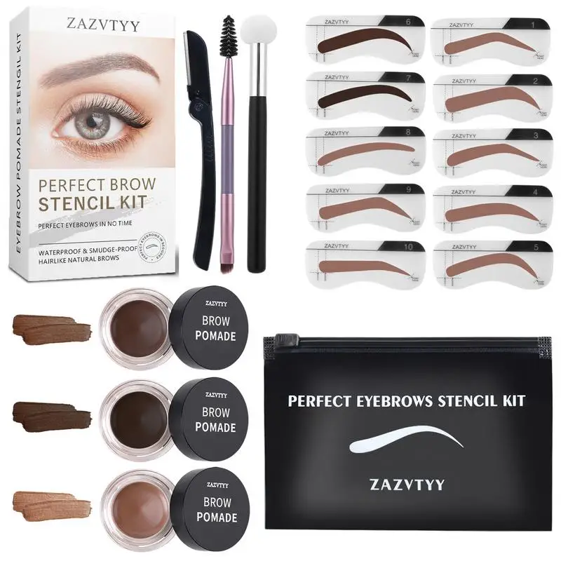 

Eyebrow Cream Long-Lasting Waterproof Eye Brow Pomade Eye Brow Pomade Eyebrow Stencils Shaping Kit For Beginners