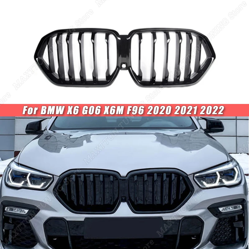 

For BMW X6 G06 X6M F96 2020 2021 2022 Car Front Bumper Racing Grill Kidney Grilles Double Slat Grille Car Styling Accessories