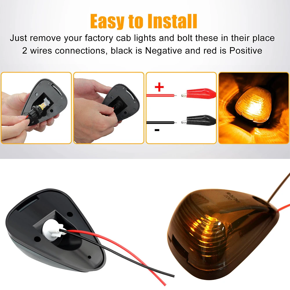 Габаритные огни на крышу кабины 10 светодиодов 5 шт. ходовые янтарного цвета