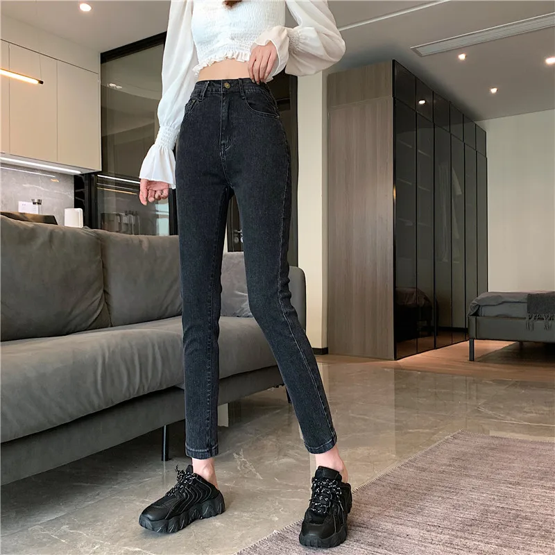 

DD1274 Ninth pants women's calf pants stretch jeans new high waist pants pencil pants jeans