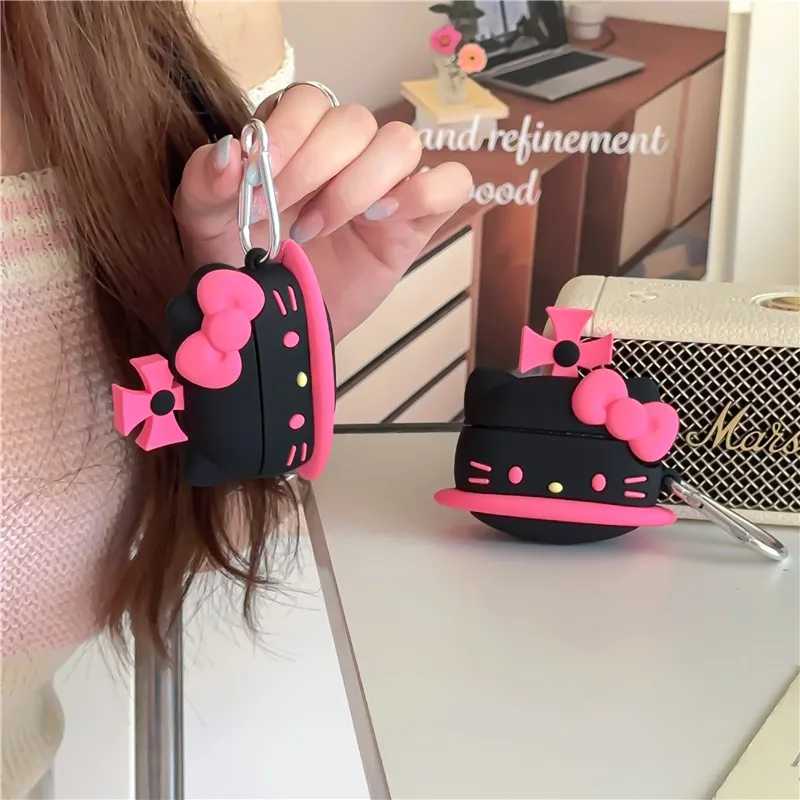 Kawaii HelloKitty Bluetooth защитный чехол Sanrio аниме мультфильм красный для наушников костюм