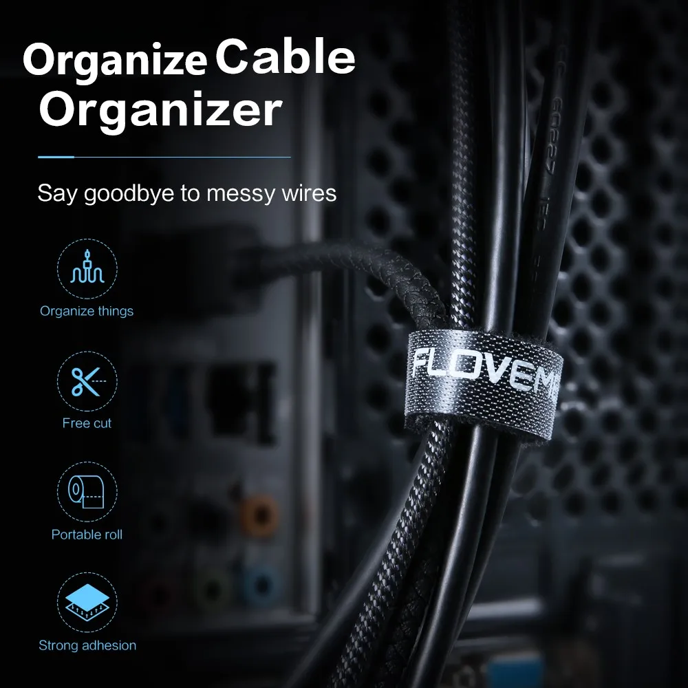 FLOVEME 1/3/5M Cable Organizer Wire Winder Cord Organizer Earphone Charger Cable Protector Holder Cable Management for HDMI Wire