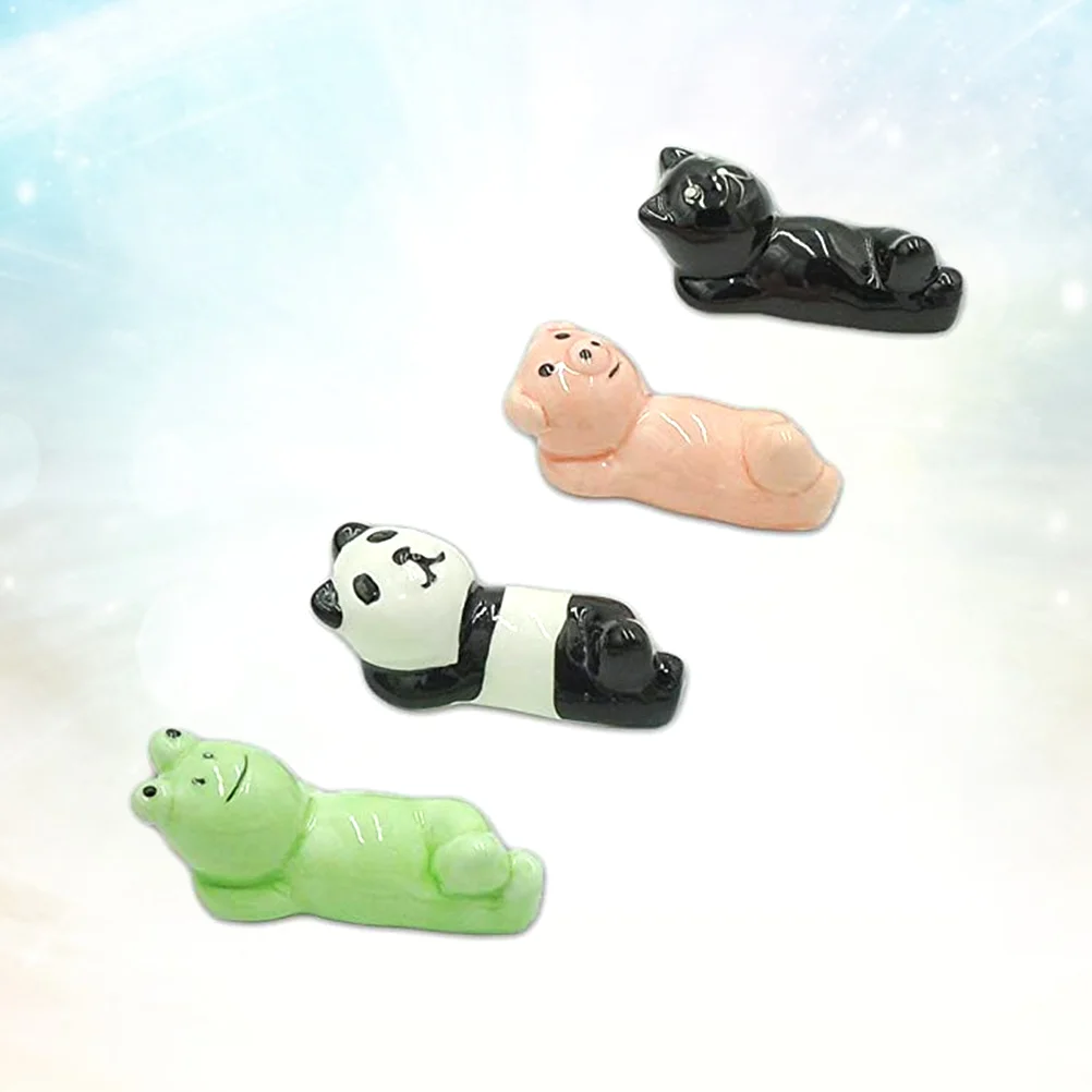 

4pcs Chopstic Rack Novel Animal Ceramic Cartoon Chopstic Holder for Hotel
