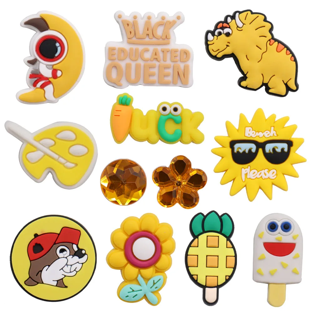 

1-12 шт. динозавр собака солнце астронавт обувь талисманы аксессуары Пряжка Clog украшения для сандалий DIY браслет Croc Jibz детский подарок