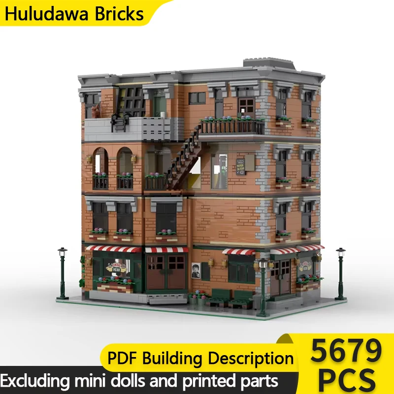 Модель с видом на улицу MOC строительные кирпичи город жилая квартира модульные