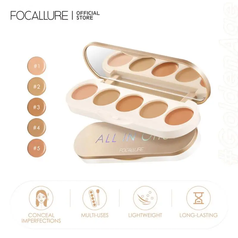 

Cover Acne Spots Dark Circles 5 Color Concealer Concealer Palette High Covering Power Light Lasting Waterproof Concealer