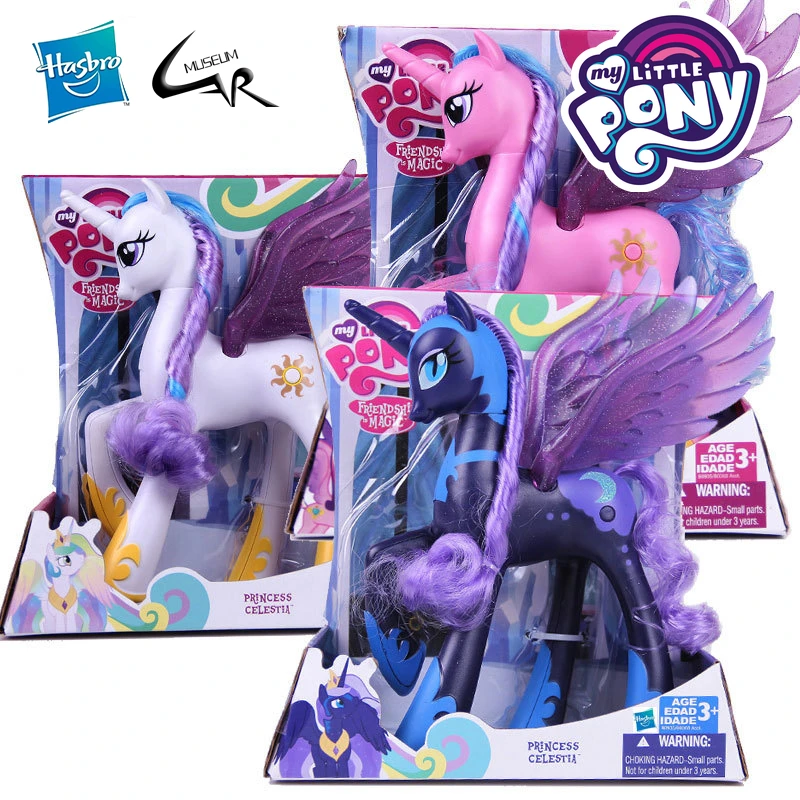 

Hasbro My Little Pony Action Figures Anime Princess Luna Fluttershy Kawaii Macaron Model Collection Hobby Kids Toy Gifts