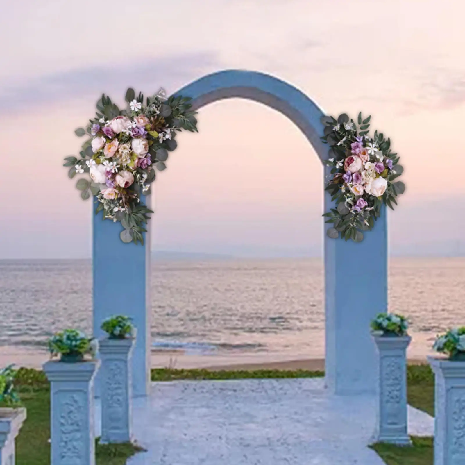 

2Pcs Rustic Wedding Arch Flowers Wedding Centerpiece Green Leaves Fake Flower Decorative for Backdrop Wedding Table Decoration