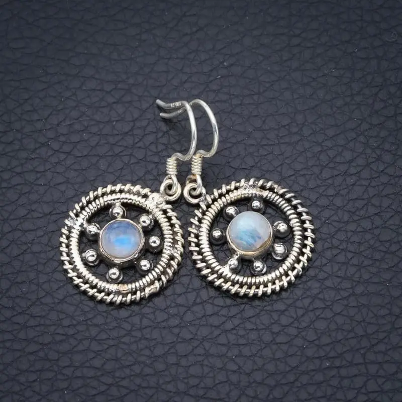 Серьги из серебра с лунным камнем 1/4 дюйма