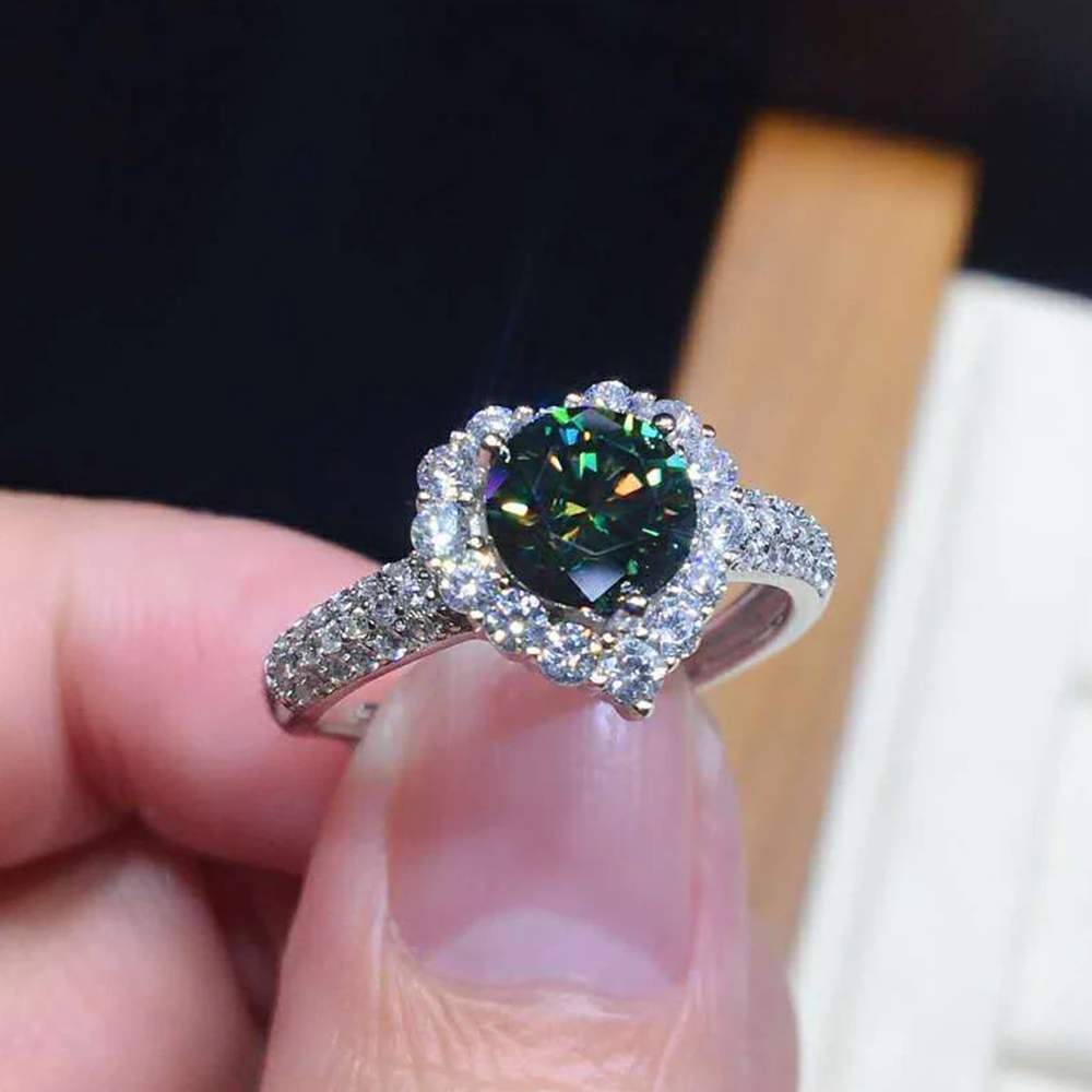 

WPB Advanced Original Ladies Ring Moissanite 1 Carat Green Diamond Heart Ring High Carbon Diamond Luxury Jewelry Wedding Gift