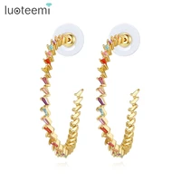 luoteemi bohemia big hoop earrings for women rainbow color cubic zircon girl fashion jewelry dating christmas friend gifts
