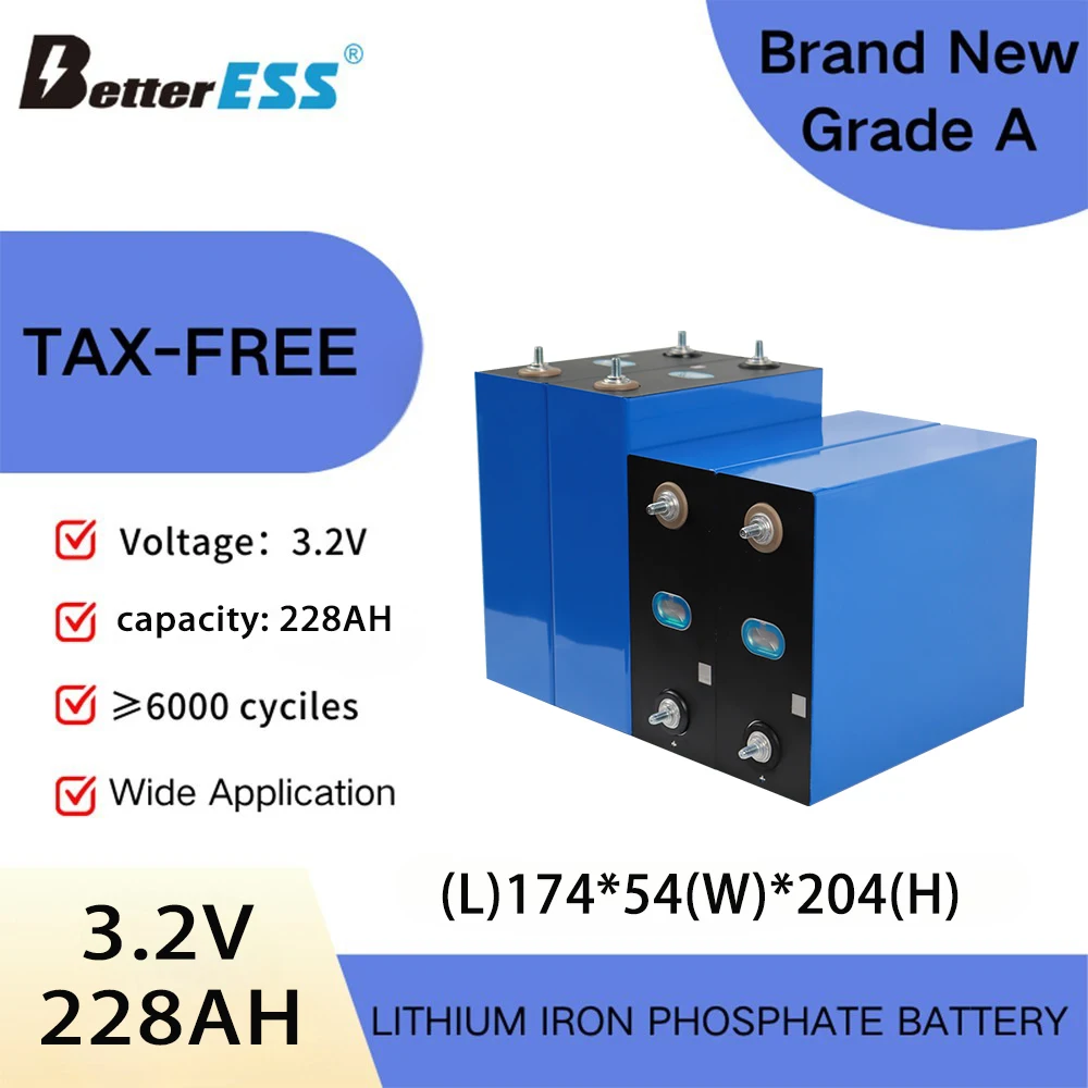 Аккумулятор Lifepo4 емкостью 228 Ач 3 2 В класс A литий-железо-фосфатные призматические
