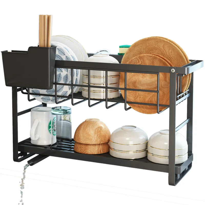 

2 Layer Kitchen Dish Rack Storage Chopsticks Plate Multi-Functional Storage Rack Bowl Dishes Rack Kitchen Organizer Items Cocina