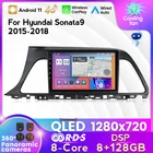 Автомобильный мультимедийный видеоплеер 1280x720 2.5D + IPS экран DPS 6 + 128G для HYUNDAI SONATA LF 2015 - 2018 WIFI BT DVD No 2 DIN