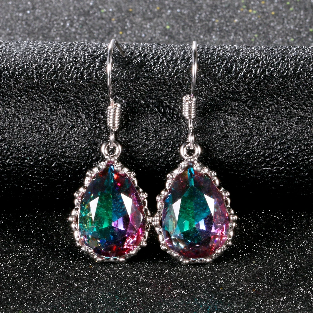 

Huitan New Fashion Water Drop Multicolor Zircon Women Earring Delicate Birthday Gift Wedding Bridal Shipping