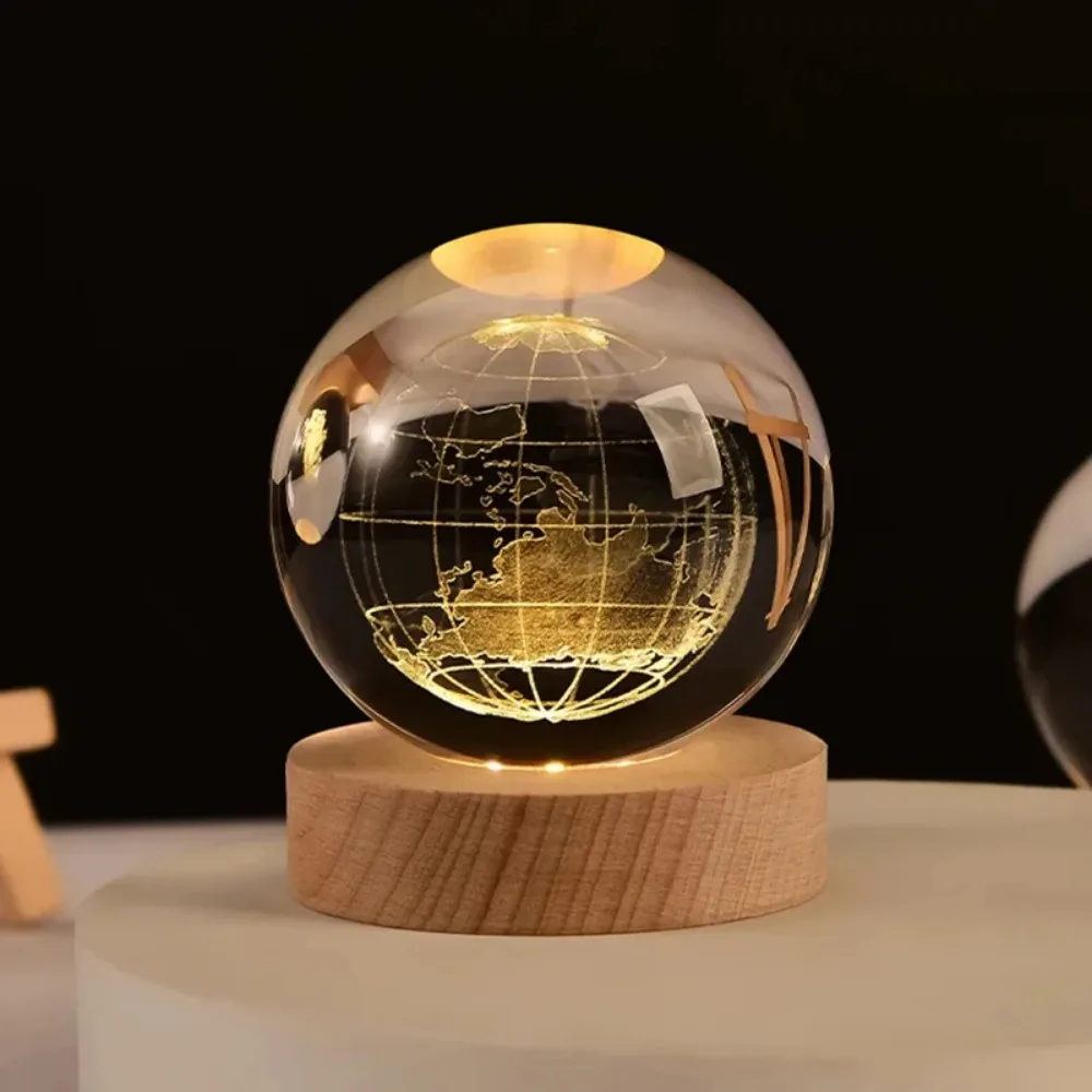 6 см 3D хрустальный шар кристальная планета ночь искусство лазерная гравировка