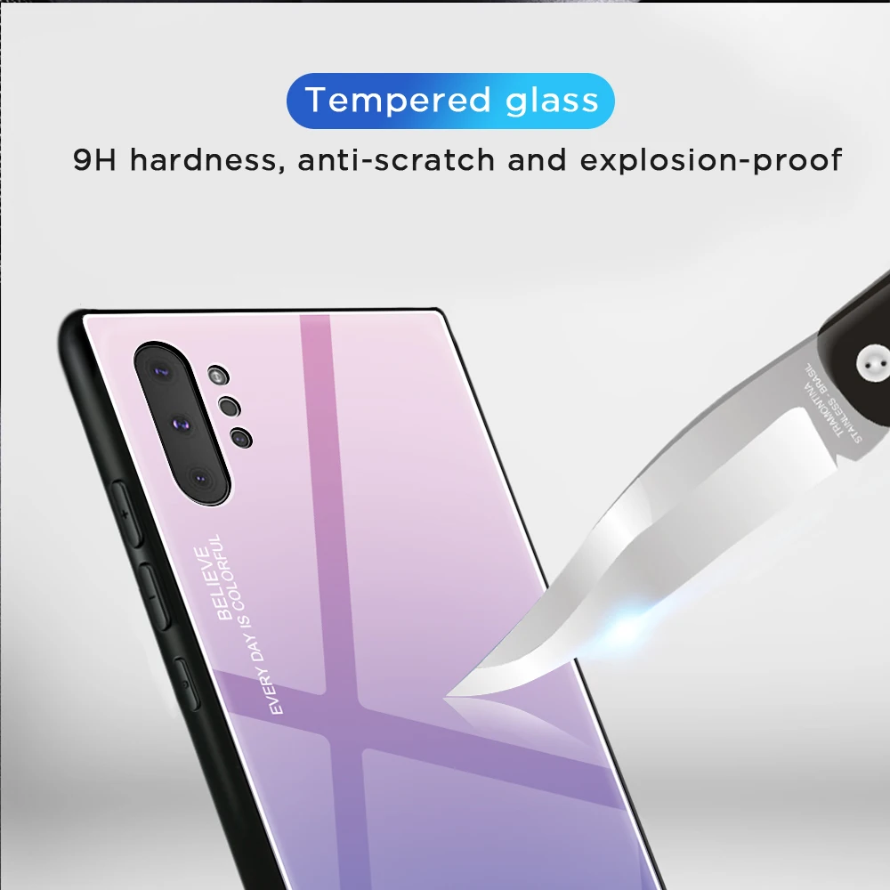 Фото Для Samsung Galaxy S26 S25U чехол из жесткого закаленного стекла с градиентом защитная задняя крышка чехол для samsung note 10 plus note 10 pro 10+ №4