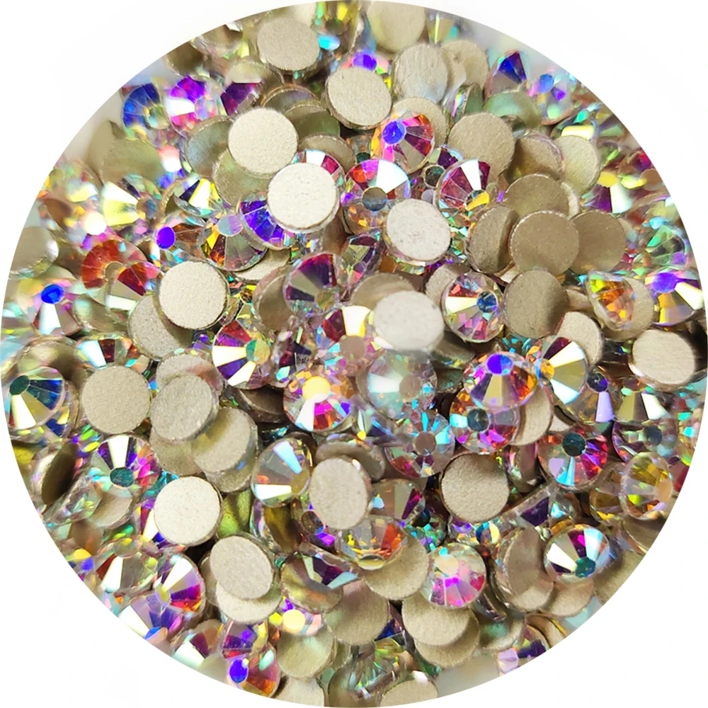 

Top Glitter Crystal AB Gold Base Rhinestones SS3-SS40 Non Hot Fix FlatBack Strass Sewing & Fabric Garment Nail Art Decorations