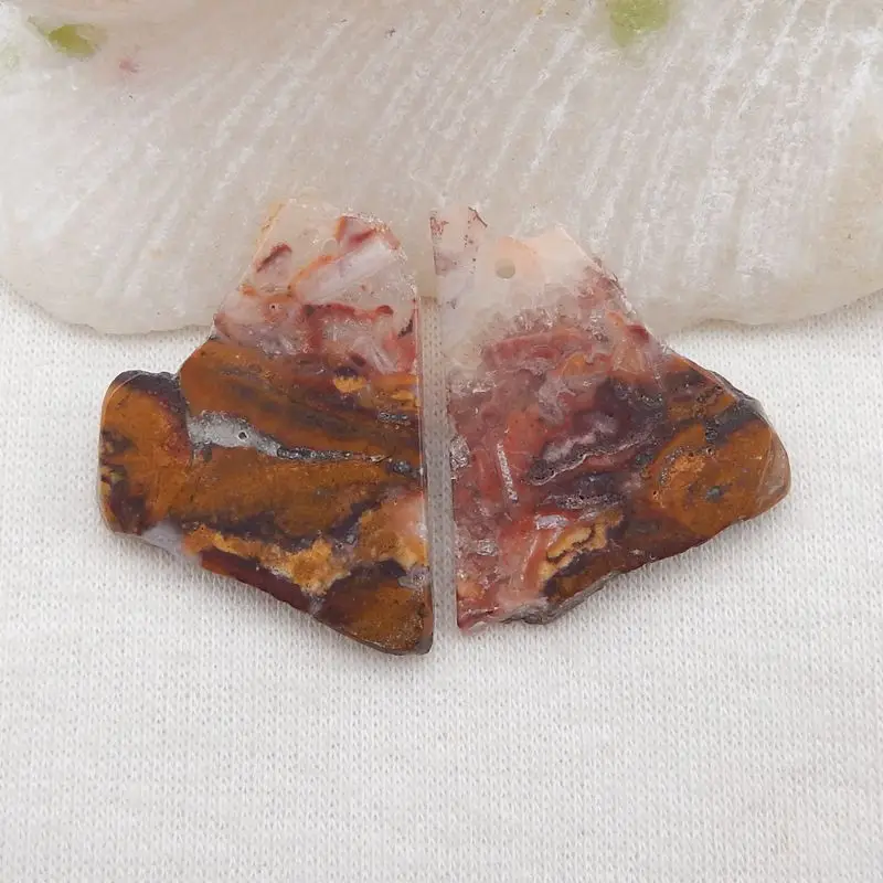 

Natural Stone Ocean Jasper Fine Jewelry Nugget Earring Bead 28x22x3mm 6g Semiprecious Women Jewelry Accessories