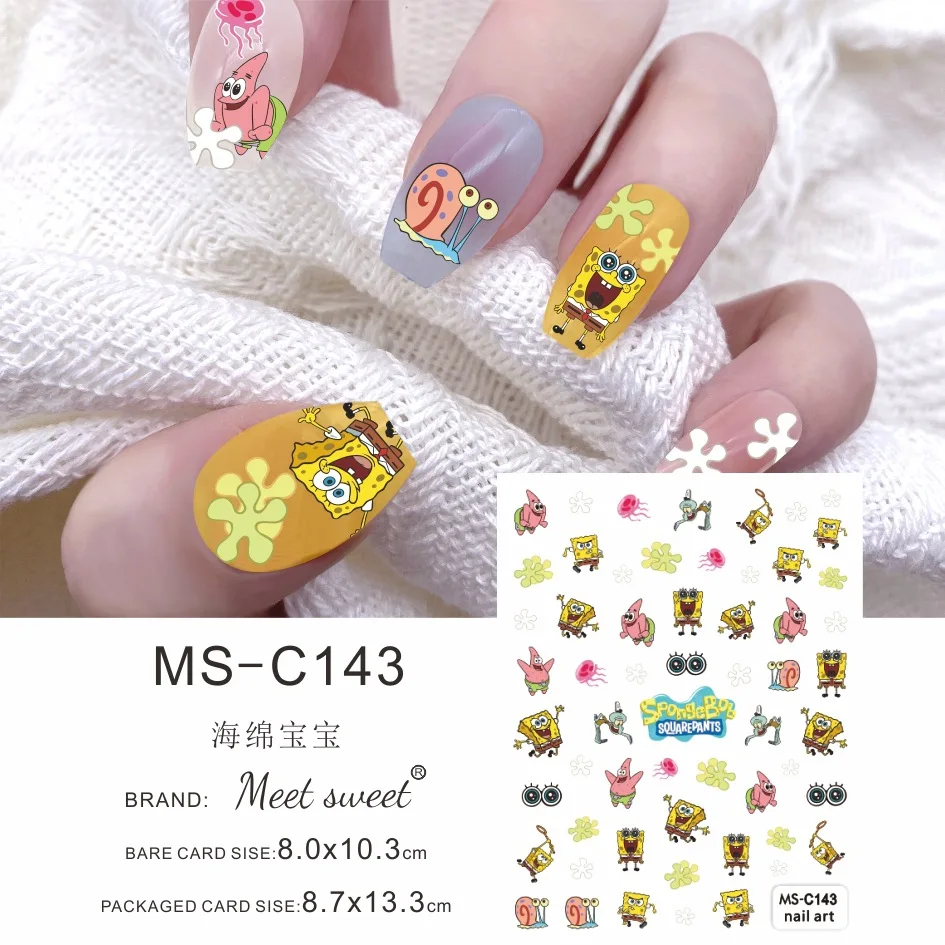 

1PCS 3D Anime Underwater World Nail Stickers Strawberry Bear Stitch Mickey Nail Decals Disney Nail Art Supplies Sticker For Nail