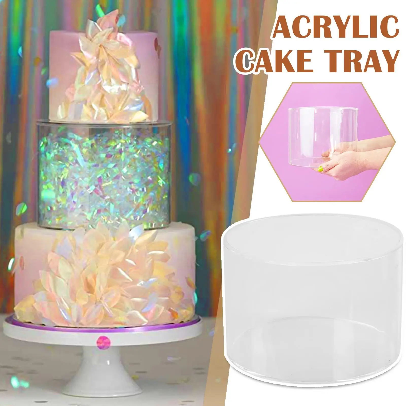 

8Styles Transparent Round Acrylic Cake Display Board Cake Edge Smoother Cake Tray Diy Decoration Base Board Scraper Cake Tool