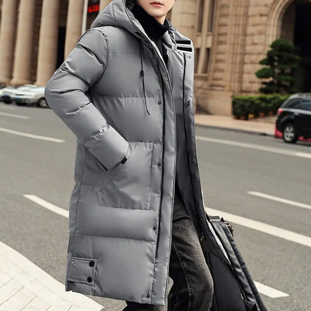 

Stylish Men Winter Coat Hat Men Down Coat Padded Zip Up Plus Size Men Winter Coat Thermal