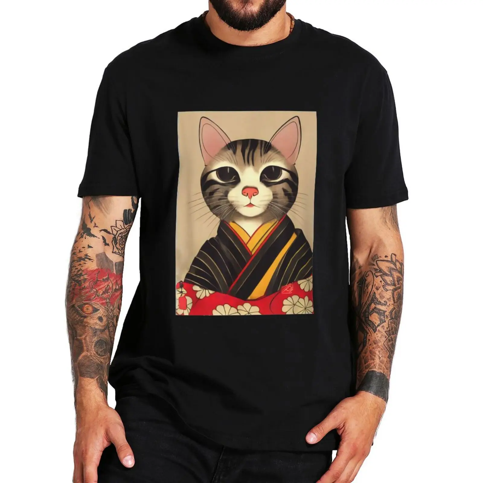 

Kawaii Cat T Shirt Vintage Japanese Cartoon Manga Harajuku Men Women T-shirts EU Size 100% Cotton Unisex Casual O-neck Tee Tops