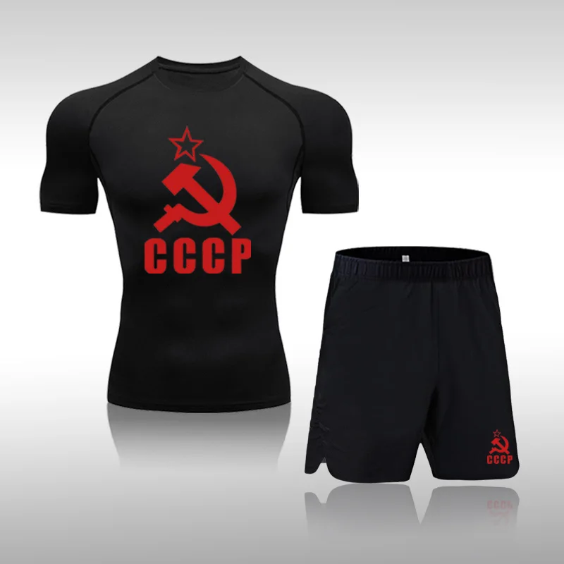 

Mens MMA Compression Sets Tracksuit Sports Suits Jogging Running Set Rashgard Gym Clothing Men Fitness Workout Tight Quick Dry