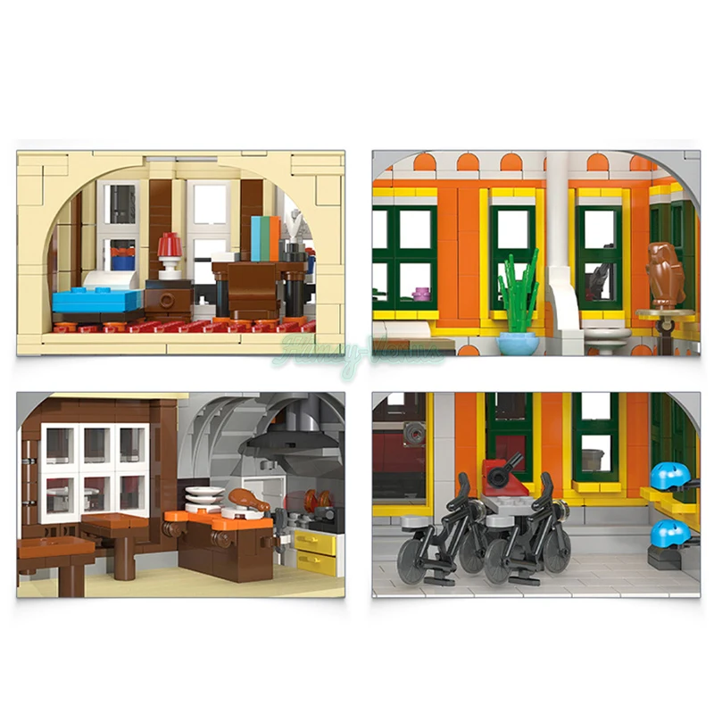Уличный вид Лиссабонский олень железнодорожная станция с 6 куклами MOC модульные