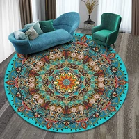 ethnic printing style round carpet floor mats coffee table carpet mats hotel mats soft carpets basket mats home decoration