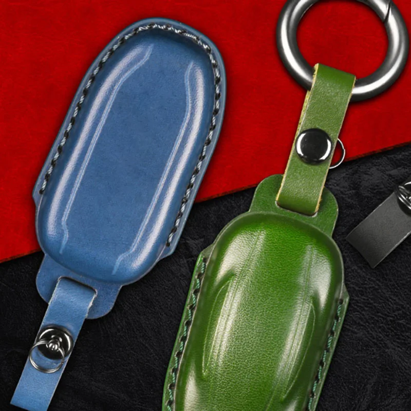 

Car Key Case Cover KeyChain Protector Styling Accessories Leather Handmake For Tesla Model 3 2022 2021 2022 Model S Model X