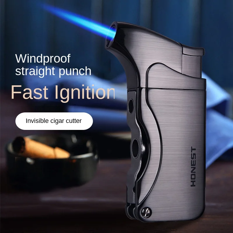 

Genuine Multi-functional Metal Cigar Lighter Wind-proof Jet Portable Creative Gas Inflatable Cigarette Smoking Accessories
