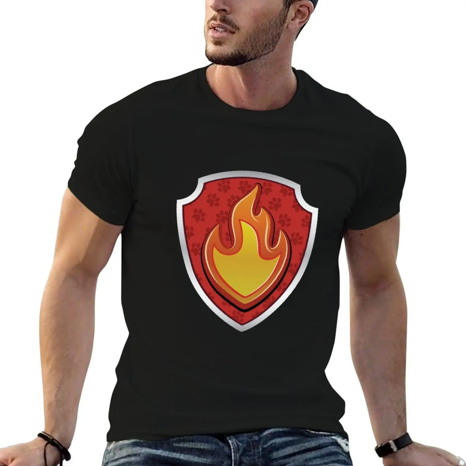 Фото Маршал, Огненная бирка? Футболка GraphicLoveShop, мужские футболки для мужчин, мужская футболка, хлопковая футболка высокого качества №1