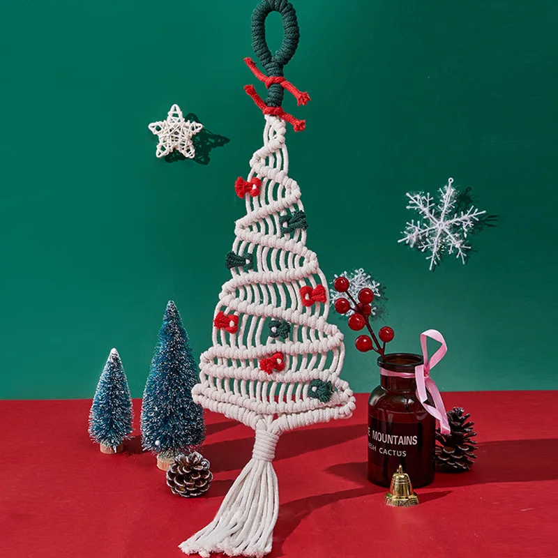 

1 шт. скандинавские рождественские украшения ручной работы Подвеска из хлопчатобумажной веревки «сделай сам» Рождественская елка настенная подвеска ручная работа Тканый гобелен высокое качество