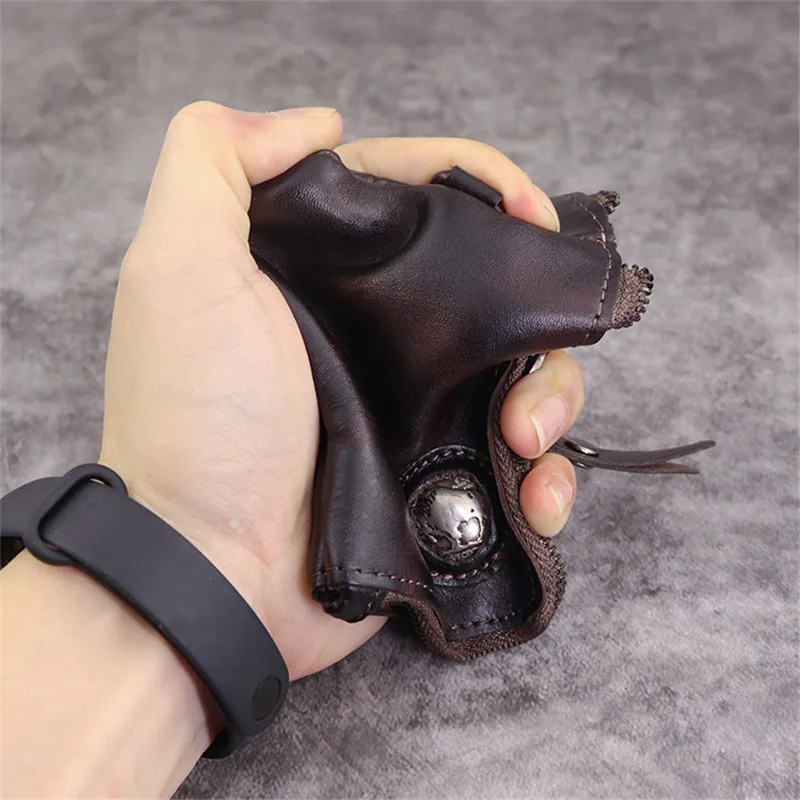 Vintage designer genuine leather men women's small wallets fashion casual natural real cowhide key case card case coin purse