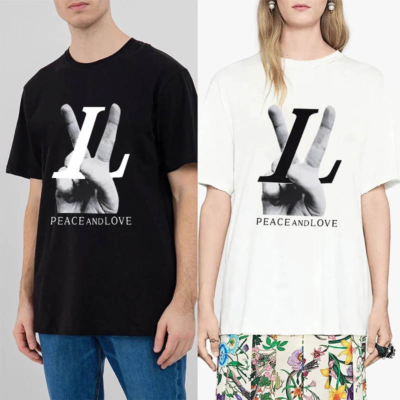 

Парные футболки с круглым вырезом для мужчин и женщин, хлопковая футболка, топы унисекс с коротким рукавом, летняя уличная одежда, новинка ...