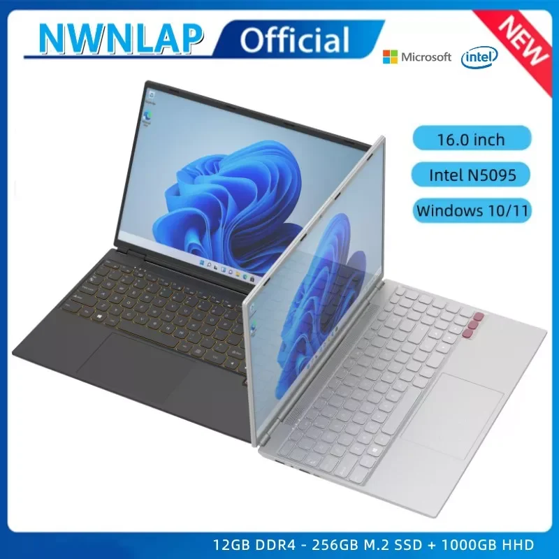 

NEW2023 Touch ID Laptop 16.0" 1920*1080 12G RAM 256G SSD+1000G HHD IPS 2K Office Computer N5095 Win 10 11 Notebook Dual Ha