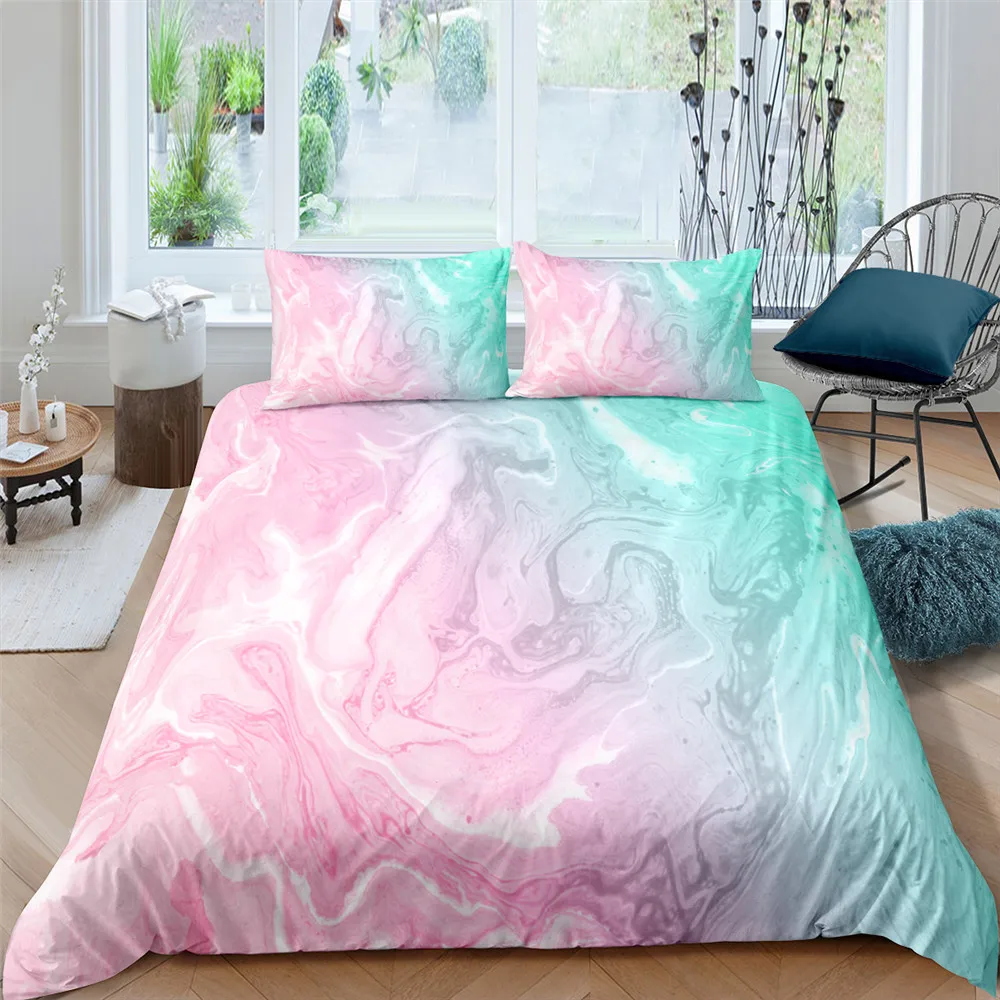 

Polyester Duvet Cover Set Marble Bedding Set Artistic Luxury Beds Set Bedclothes Quilts Bed Cover Set Twin Full King Queen Size