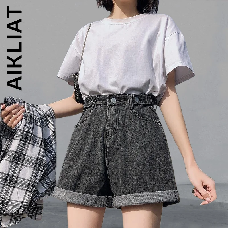

Aikliat Fashion Denim Y2k Pants Jeans Women Washed Ladies Pants Women Harajuku Fit Blue Denim High Waist Button Jeans Denim