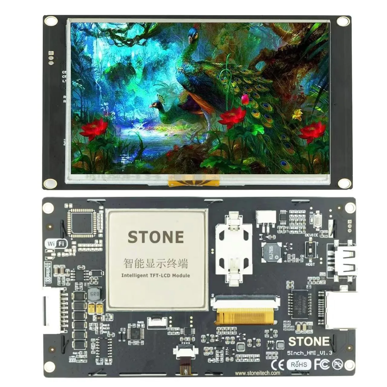 STONE Industrial 5'' 800*480 Built-in RTC / 256M Flash Capacity / Faster MCU Clock HMI Touch Display STWI070WT-01
