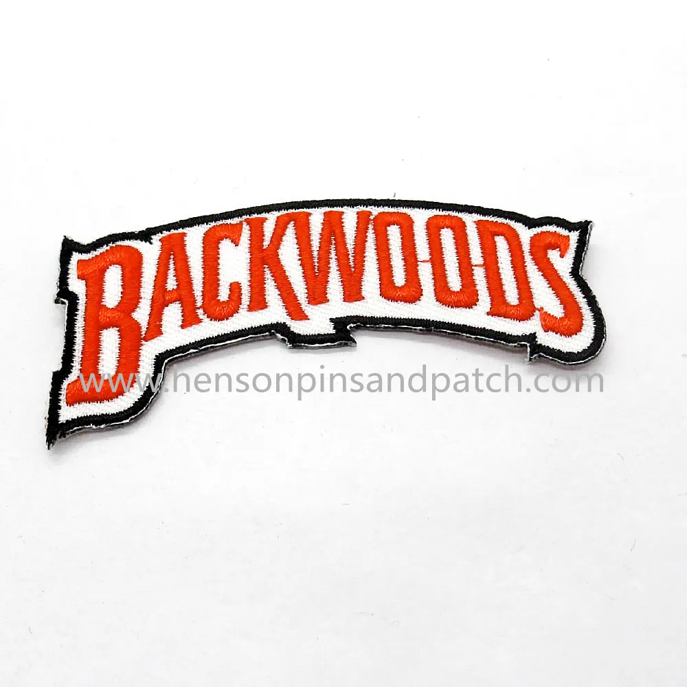 Small minimum order quantity embroidery letter BACKWOODS cap patch