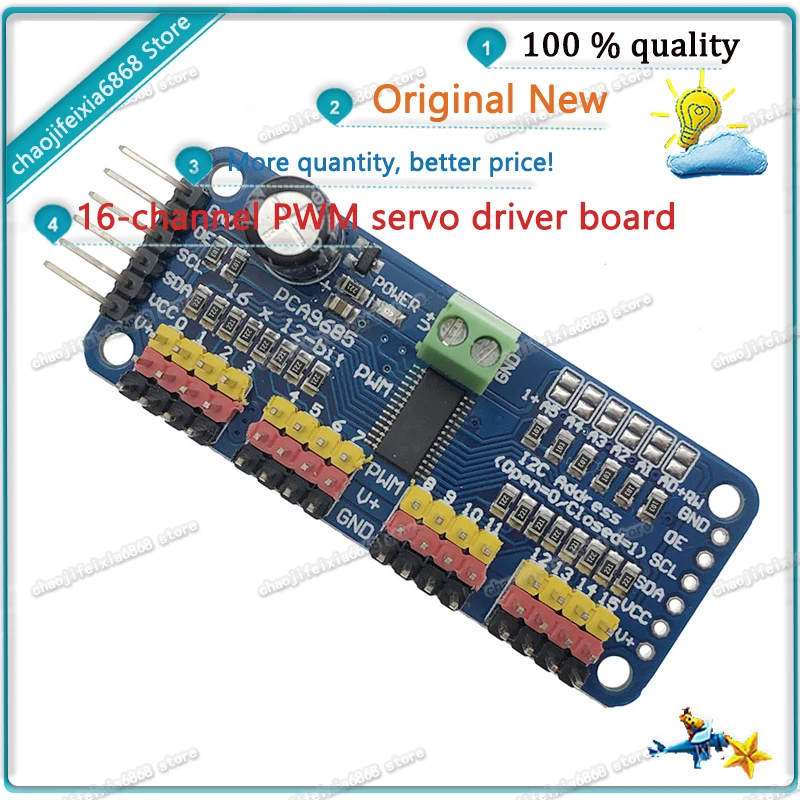 1pcs/lot! 16-way PWM steering gear drive board PCA9685 controller robot IIC suitable for MG90S SG90 MG995 |