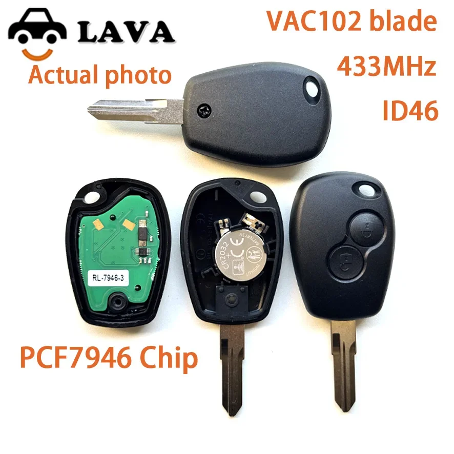 

LAVA 433 МГц ID46 PCF7946A Замена дистанционного ключа автомобиля для Renault Wind Clio Modus Kangoo Master Twingo 2004-2016