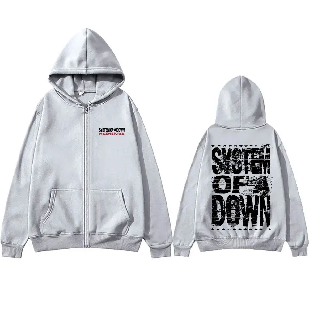 Фото Vintage Rock Band System of A Down Mezmerize Print Zipper Hoodie Men Women Alternative Metal Music Zip Up Jacket Zip Up Hoodies №5