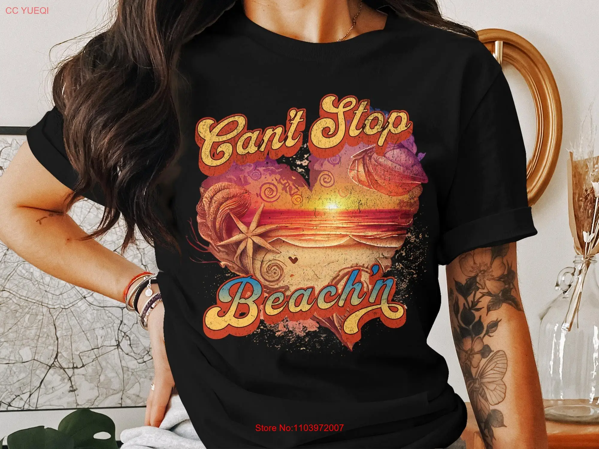 Футболка NoEnName_Null сердце пляж хлопок короткая