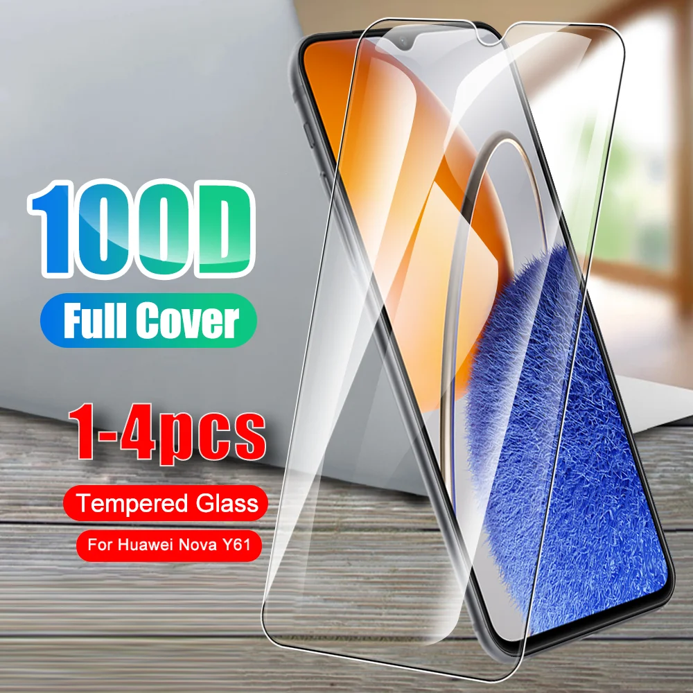 

1-4pcs 100D Full Cover Glass For Huawei Nova Y61 Tempered Glass For Huawey Enjoy 50z Novay61 Y 61 Enjoy50z 4G Screen Protector