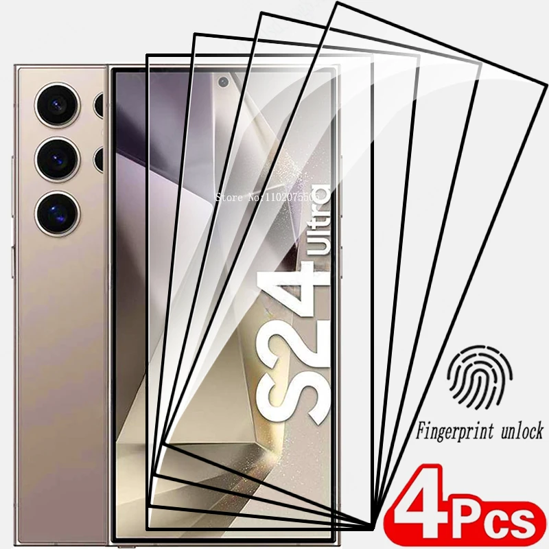 4 шт. Защитная пленка для Samsung S24 Ultra Plus полное покрытие закаленное стекло Galaxy S23 S22
