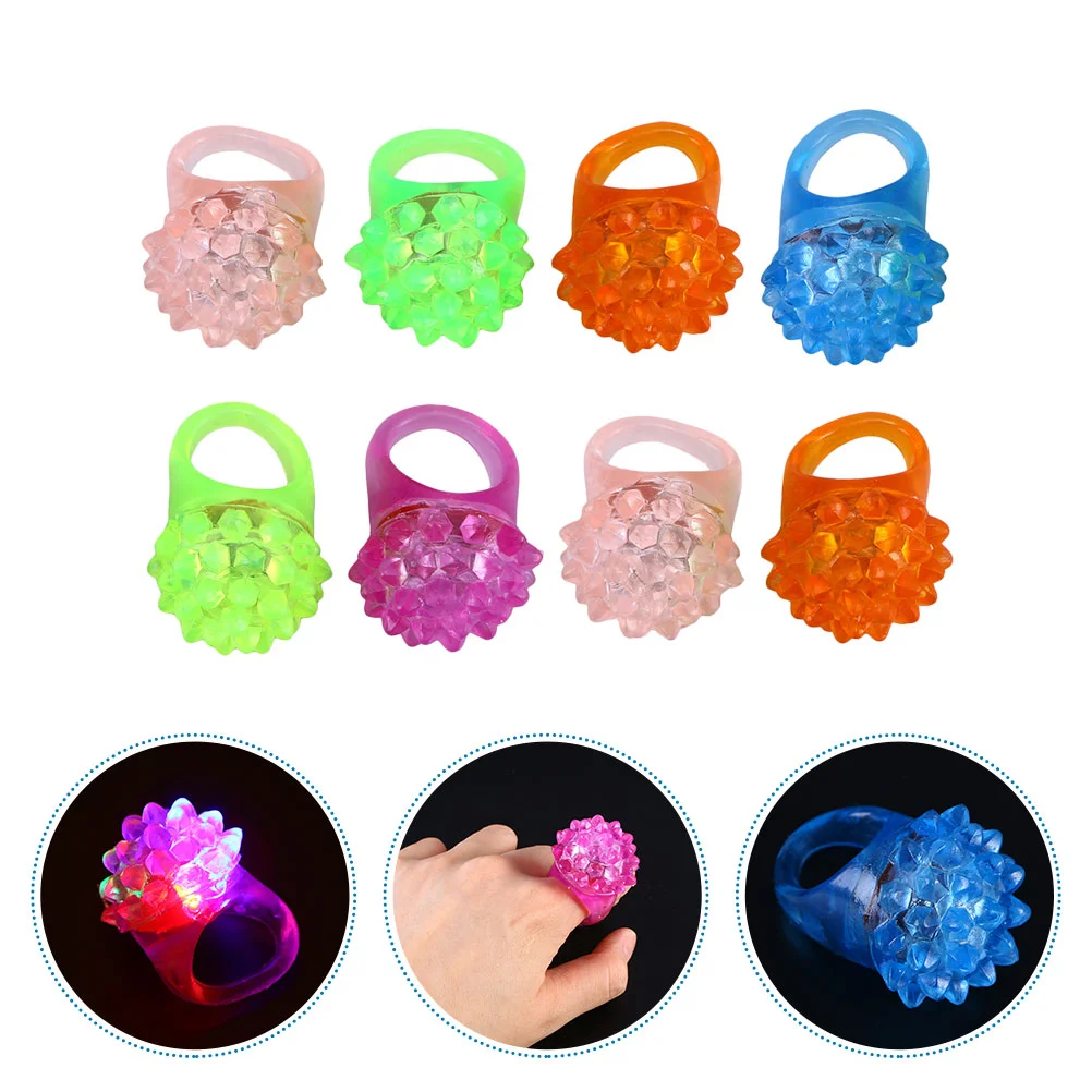 

8 PCS LED Strawberry Ring Childrens Toys Finger Soft Rubber Glow Shape Party Supplies Abs Lighting Kids Favors Glowing