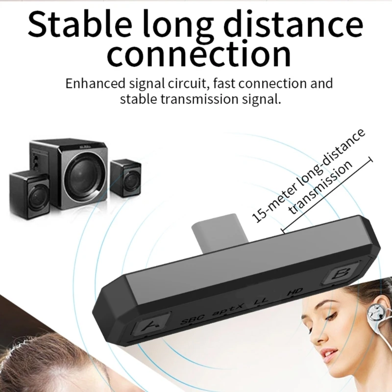 

MR285B Wireless Adapter Type-C Transmitter APTX HD-Low Latency for Switch- Gamepad NS-OLED PS-5 PC Headset